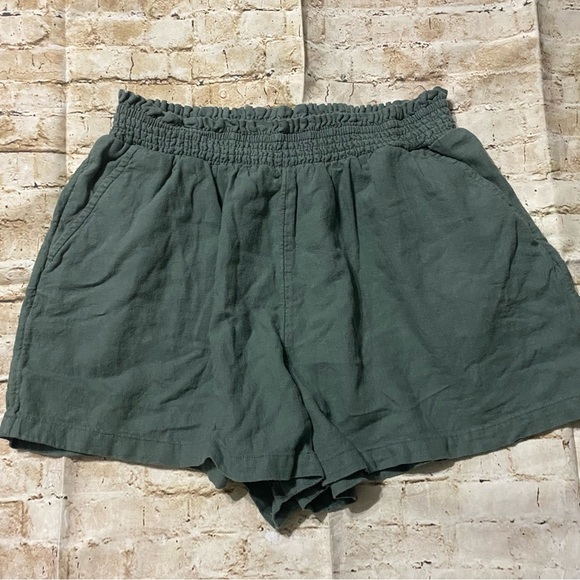 Universal Thread Pants - Universal Thread Green Linen Blend Stretch Waist Pull On Shorts